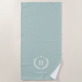 Monogramm Duck Egg Grün Stilvoll Modern Minimalist Strandtuch (Vorderseite)