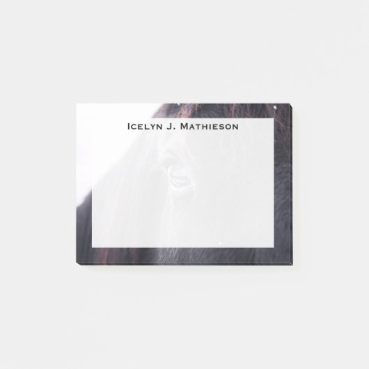 Monogramm Dunkelbraunes Pferdeauge Post-it Klebezettel (Vorderseite)