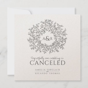 Monogramm dunkelgraue Mono Blätter Hochzeit storni Ankündigung