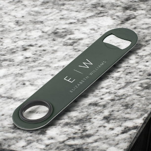 Monogramm Dunkelgrün Modern Minimalistisch Elegant Speed Flaschenöffner