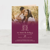 Monogramm dunkelrote Krone Hochzeitsmahlzeit Optio Einladung (Vorderseite)