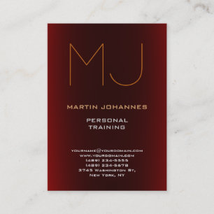 Monogramm Dunkelroter Sport-Personal-Trainer Visitenkarte