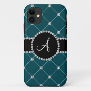Monogramm dunkle aquamarine Tuftdiamanten Case-Mate iPhone Hülle