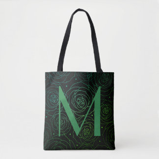 Monogramm Dunkle Florale Rose Motivationszitat Tasche