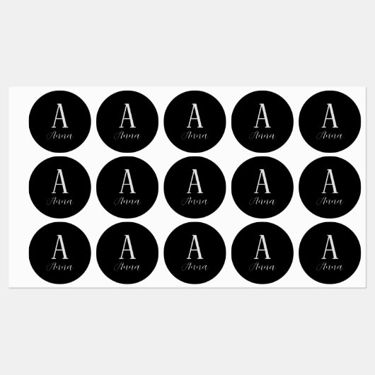Monogramm Dunkle Herbstfarben Etiketten (Blatt)