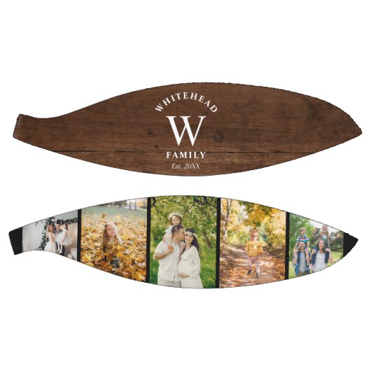 Monogramm Dunkles Holz 5 FotoCollage Basketball (Panele)