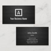 Monogramm-dunkles Holz Stripes Visitenkarte (Vorne/Hinten)