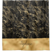 Monogramm-Duschvorhang aus schwarzem und goldfarbe Duschvorhang (Vorderseite)