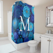 Monogramm-Duschvorhang floral navyblau  Duschvorhang (Beispiel)