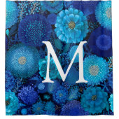Monogramm-Duschvorhang floral navyblau  Duschvorhang (Vorderseite)