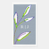 Monogramm Dusty Blue Sage Green Blätter Hochzeit Serviette (Vorderseite)