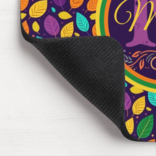 Monogramm dynamische Herbstleaves Mousepad (Ecke)