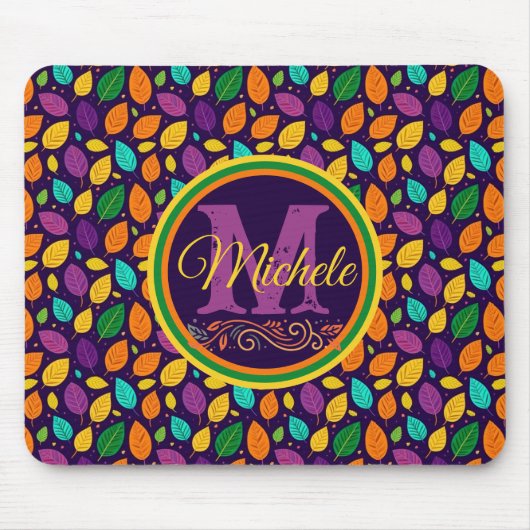 Monogramm dynamische Herbstleaves Mousepad (Vorne)