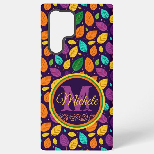 Monogramm dynamische Herbstleaves Samsung Galaxy Hülle (Rückseite)