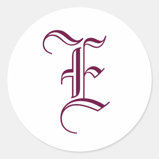 Monogramm "E" Aufkleber Alter englischer Stil_Wein (Vorderseite)