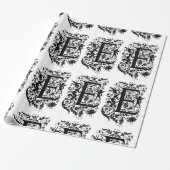 Monogramm E Initial Black and White Cupid Muster Geschenkpapier (Ungerollt)