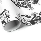 Monogramm E Initial Black and White Cupid Muster Geschenkpapier (Rolleneckpunkt)