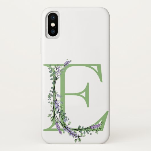 Monogramm E Lavendel Eukalyptus Case-Mate iPhone Hülle (Rückseite)