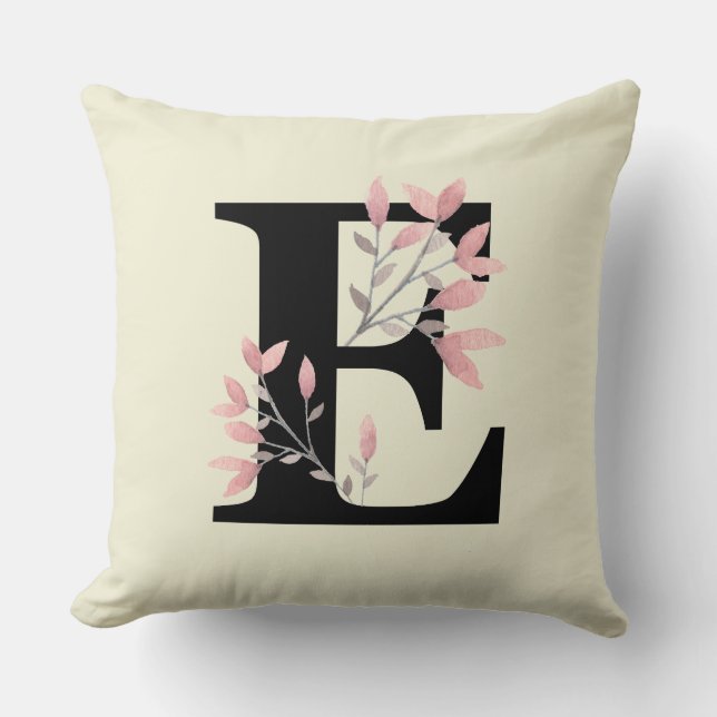 Monogramm E mit rosa Spray Kissen (Vorderseite)