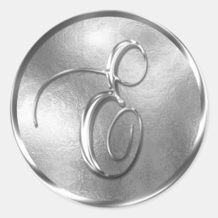 Monogramm E NONMETALLIC Silver Umschlag Aufkleber