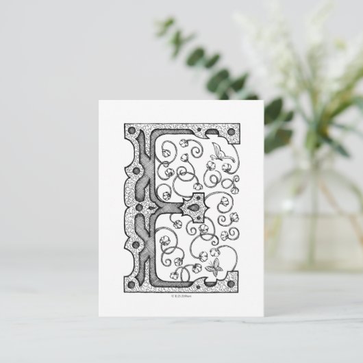 Monogramm E Postkarte (Stehend Vorderseite)