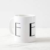 Monogramm E Schwarz-Weiß Moderner Kaffeebecher Kaffeetasse (Vorderseite Links)