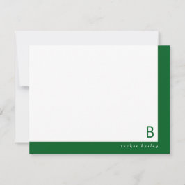 Monogramm-Ecken-Dunkelgrün-Band-Schreibwaren Mitteilungskarte