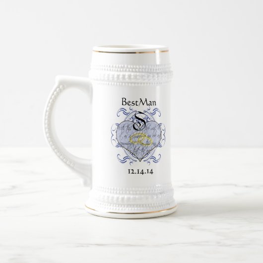Monogramm Ehegelübde Herz Bierglas (Links)