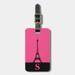 Monogramm Eiffelturm mit Streifen / Französisch Ro Gepäckanhänger