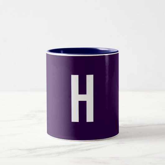 Monogramm Eigenname Initial Minimalistisch Mittern Zweifarbige Tasse (Mittel)