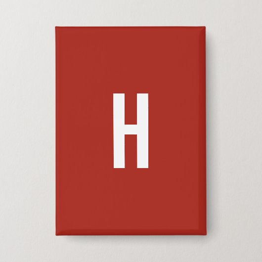 Monogramm Eigenname Initial Minimalistisch Ziegelr Button (Vorderseite)