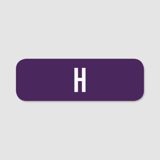 Monogramm Eigenname Initiale Minimalistisch Mitter Namensschild (Vorderseite)