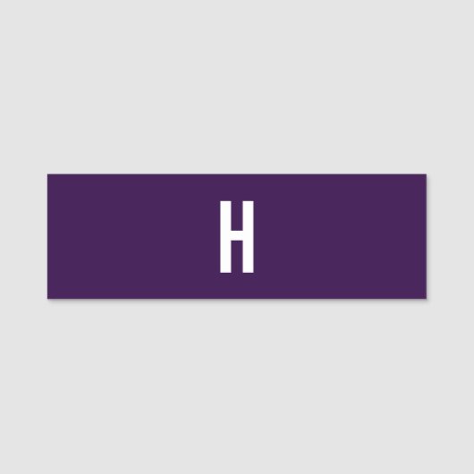Monogramm Eigenname Initiale Minimalistisch Mitter Namensschild (Vorderseite)