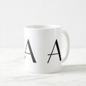 Monogramm eine moderne Kaffee-Schwarzweiss-Tasse Kaffeetasse (VorderseiteRechts)
