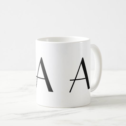 Monogramm eine moderne Kaffee-Schwarzweiss-Tasse Kaffeetasse (VorderseiteRechts)