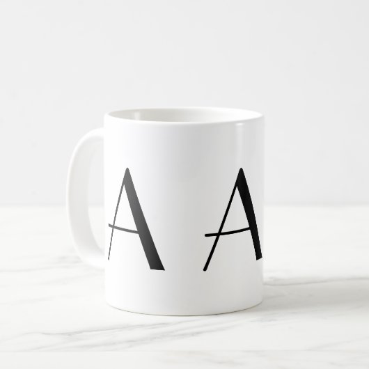 Monogramm eine moderne Kaffee-Schwarzweiss-Tasse Kaffeetasse (Vorderseite Links)