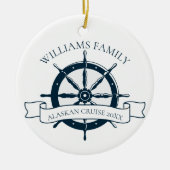 Monogramm eines Nautical Wheel für benutzerdefinie Keramik Ornament (Vorne)