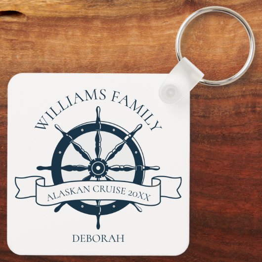 Monogramm eines Nautical Wheel für benutzerdefinie Schlüsselanhänger (Rückseite)