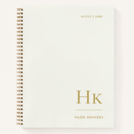 Monogramm Einfach Elegant Elfenbein Gold Personali Notizblock
