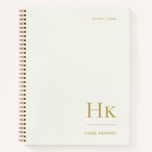 Monogramm Einfach Elegant Elfenbein Gold Personali Notizblock