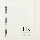 Monogramm Einfach Elegant Elfenbeinweiß Personalis Planer (Vorderseite)
