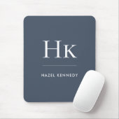 Monogramm Einfach Elegant Klassisch Navy Blau Weiß Mousepad (Mit Mouse)