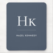 Monogramm Einfach Elegant Klassisch Navy Blau Weiß Mousepad (Vorne)