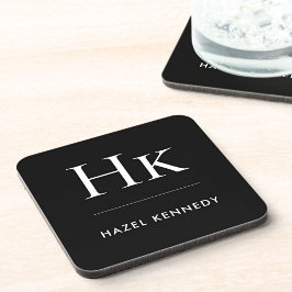Monogramm Einfach Elegant Minimales Monogramm Schw Getränkeuntersetzer