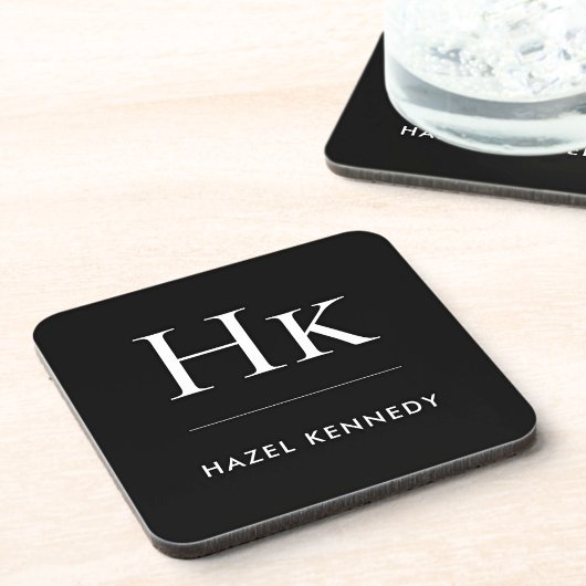 Monogramm Einfach Elegant Minimales Monogramm Schw Getränkeuntersetzer