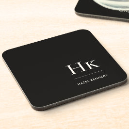Monogramm Einfach Elegant Minimalistisch Chic Schw Getränkeuntersetzer
