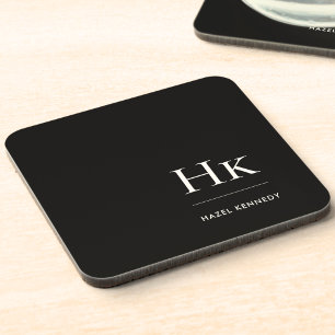 Monogramm Einfach Elegant Minimalistisch Chic Schw Getränkeuntersetzer