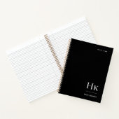 Monogramm Einfach Elegant Schwarzer Personalisiert Notizblock (Innenseite)