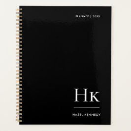 Monogramm Einfach Elegant Schwarzer Personalisiert Planer