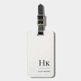 Monogramm Einfach Modern Elegant Elfenbeinweiß Kla Gepäckanhänger